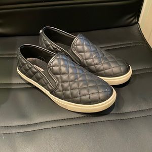 Worn Steve Madden Black Slip On Shoes